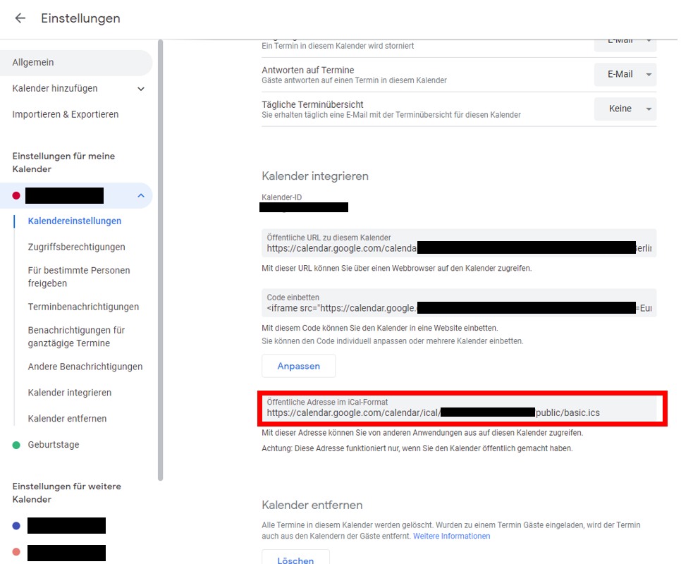 3. Then use this iCal address to add the calendar to Outlook. To do